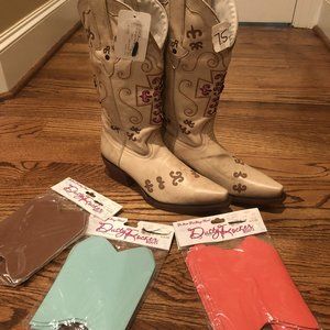 Dusty Rocker NWT Cowboy Boots with 3 NWT Insets